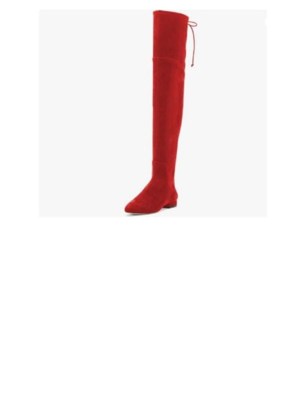 Women  Knee High Low Block Heel Boots Fashion Comfy Suede Pointed Toe Red